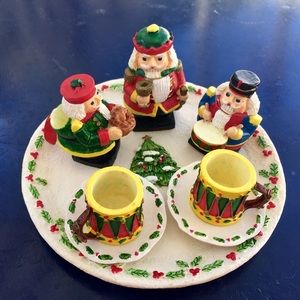 Vintage 80’s Miniature Resin Durable Toy Soldier Collector Tea set, Christmas.
